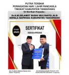 Selamat ke pada Bapak Dr. H. M. Selamet Budhi Mulyanto. M.Si kepala Bapeda Kab Tangerang penghargaan di hari Pancasila.